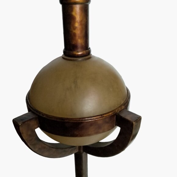 Art Deco Globe Lamp Metal Copper Color Footed - Picture 7 of 11